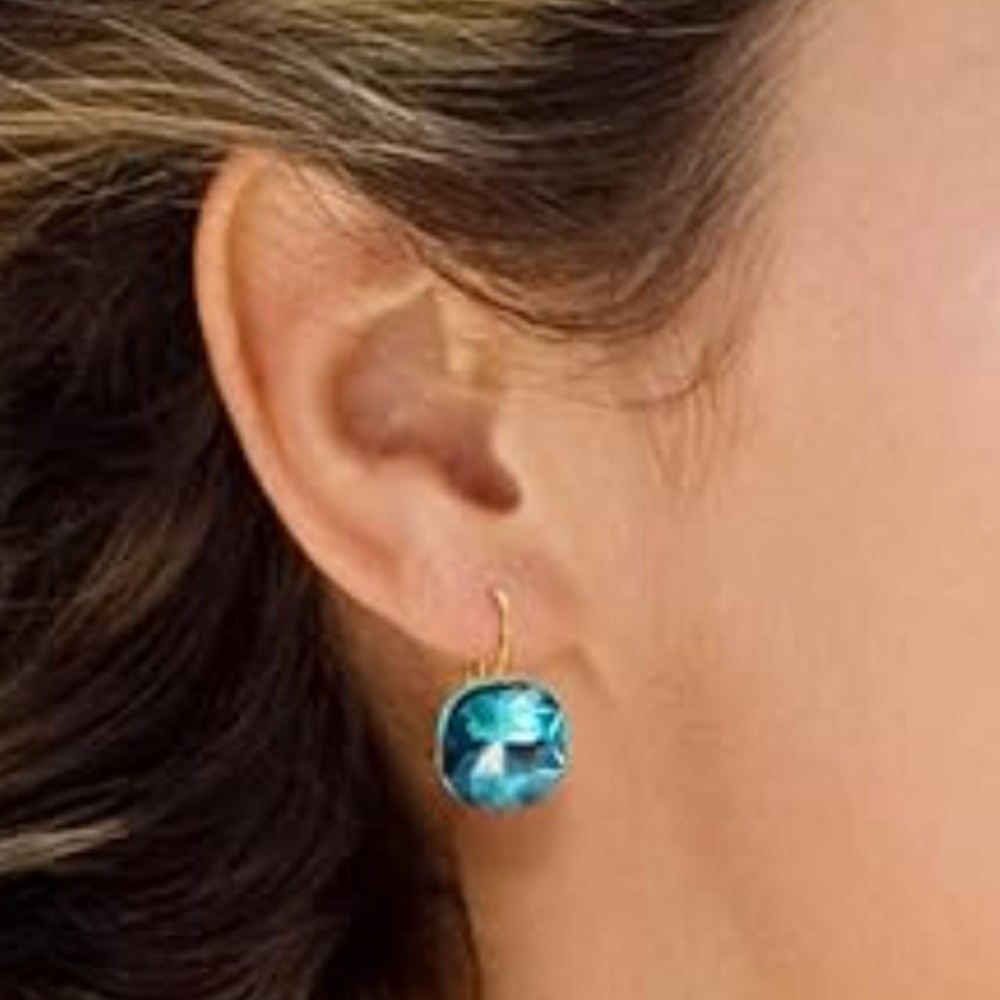 Gem Stone Dangle Lever Back Alloy Rose Gold/Gold NIB - Picture 5 of 13